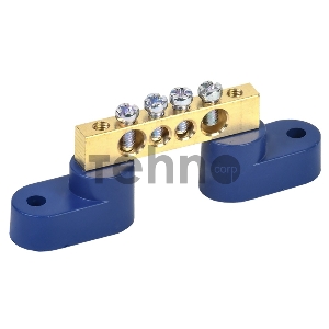 Шина «N» нулевая 6х9 мм на двух угловых синих изоляторах 4 группы REXANT