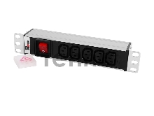 Блок розеток ЦМО Rem-10 без шнура с выкл., 5 IEC 60320 C13, вход IEC 60320 C14, 10A, алюм., 10