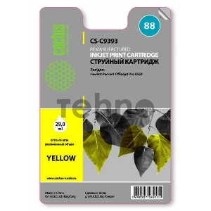 Картридж струйный Cactus CS-C9393 желтый для №88 HP Officejet Pro K550 (29ml)