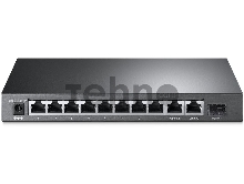 Коммутатор TP-Link 8-port 10/100Mbps Unmanaged PoE switch, 2 Gb RJ45 + 1 Gb SFP uplinks, PoE budget up to 124W