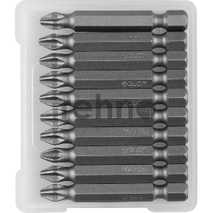 Отвертки-насадки (биты) ЗУБР МАСТЕР 26001-2-50-10 Биты кованые, хромомолибденовая сталь, тип хвостовика E 1/4, PH2, 50мм, 10шт