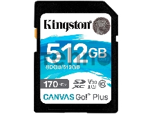 Флеш карта SD 512GB Kingston SDXC Class 10 UHS-I U3 V30 Canvas Go Plus 170MB/s