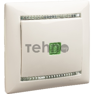 Механизм выключателя 1-кл. СП Valena 10А IP31 с зел. инд. бел. Leg 774410