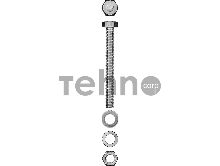 Болт (DIN933) в комплекте с гайкой (DIN934), шайбой (DIN125), шайбой пруж. (DIN127), M8 x 80 мм, 3 шт, ЗУБР