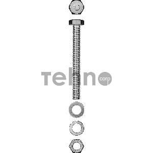 Болт (DIN933) в комплекте с гайкой (DIN934), шайбой (DIN125), шайбой пруж. (DIN127), M8 x 80 мм, 3 шт, ЗУБР