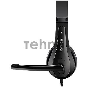 Гарнитура CANYON HSC-1 basic PC headset with microphone, combined 3.5mm plug, leather pads, Flat cable length 2.0m, 160*60*160mm, 0.13kg, Black