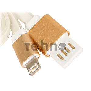 Кабель Gembird AM/Lightning 8P 1м Cablexpert USB2.0/Apple 8p, силиконовый шнур, разъемы золотой металлик, белый/золото, CC-ApUSBgd1m