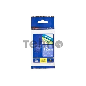 Лента TZE535 12мм белый на синем