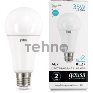 Лампа светодиодная LED Elementary A67 35Вт E27 4100К Gauss 70225