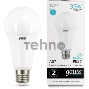Лампа светодиодная LED Elementary A67 35Вт E27 4100К Gauss 70225 Лампа светодиодная LED Elementary A67 35Вт E27 4100К Gauss 70225