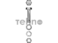 Болт (DIN933) в комплекте с гайкой (DIN934), шайбой (DIN125), шайбой пруж. (DIN127), M10 x 30 мм, 3 шт, ЗУБР
