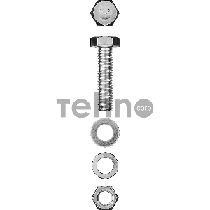 Болт (DIN933) в комплекте с гайкой (DIN934), шайбой (DIN125), шайбой пруж. (DIN127), M10 x 30 мм, 3 шт, ЗУБР