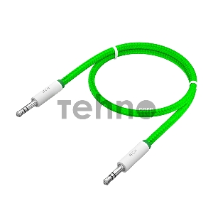 Кабель аудио GCR  1.0m jack 3,5mm/jack 3,5mm зеленый нейлон, белые коннекторы зеленая окантовка, ультрагибкий, 28 AWG, M/M, Premium, экран, стерео, GCR-AVC8262-1.0m