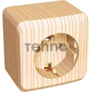 Розетка 1-м ОП Этюд Дача 16А защ. шторки с заземл. сосна SchE PA16-004D