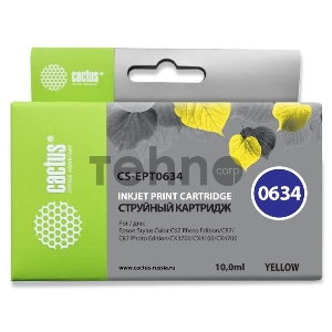 Картридж струйный Cactus CS-EPT0634 желтый для Epson Stylus C67 Series/ C87 Series/ CX3700 (10ml)