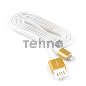 Кабель Gembird AM/Lightning 8P 1м Cablexpert USB2.0/Apple 8p, силиконовый шнур, разъемы золотой металлик, белый/золото, CC-ApUSBgd1m