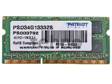 Модуль памяти Patriot SO-DIMM DDR3 4GB PC10600  SO PSD34G13332S PATRIOT