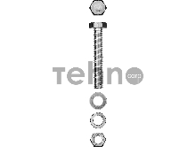 Болт (DIN933) в комплекте с гайкой (DIN934), шайбой (DIN125), шайбой пруж. (DIN127), M10 x 60 мм, 2 шт, ЗУБР