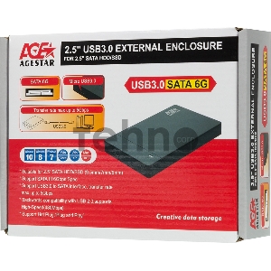 Внешний корпус для HDD AgeStar 3UB2P3 SATA III пластик черный 2.5