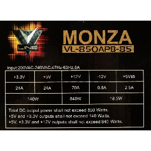 Блок питания Formula ATX 850W MONZA VL-850APB-85 80+ bronze (24+4+4pin) APFC 120mm fan 7xSATA RTL
