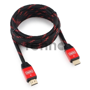 Кабель HDMI Cablexpert, серия Gold, 3 м, v1.4, M/M, красный, позол.разъемы, алюминиевый корпус, нейлоновая оплетка, коробка