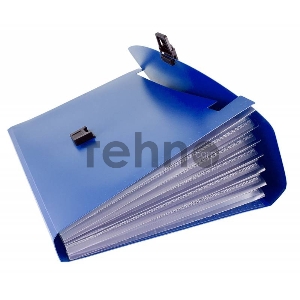 Портфель Бюрократ -BPP13BLUE 13 отдел. A4 пластик 0.7мм синий