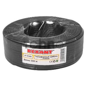 Rexant Телефонный кабель ШТЛП 4 жилы Cu, черный, 100м