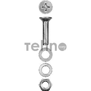 Винт (DIN965) в комплекте с гайкой (DIN934), шайбой (DIN125), шайбой пруж. (DIN127), M4 x 25 мм, 20 шт, ЗУБР