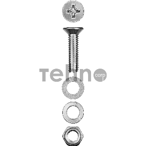 Винт (DIN965) в комплекте с гайкой (DIN934), шайбой (DIN125), шайбой пруж. (DIN127), M4 x 30 мм, 18 шт, ЗУБР