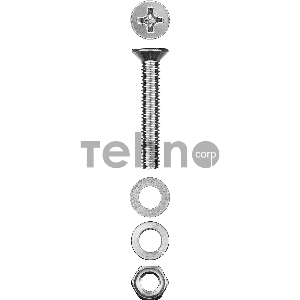 Винт (DIN965) в комплекте с гайкой (DIN934), шайбой (DIN125), шайбой пруж. (DIN127), M4 x 40 мм, 15 шт, ЗУБР