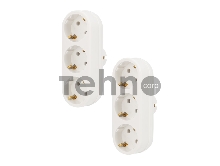 Набор тройников электрических линейных REXANT 16 А с заземлением, белый (2 шт./уп.)