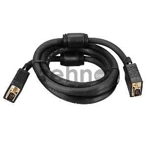 Шнур VGA - VGA с ферритами, длина  3 метра, черный (GOLD) REXANT