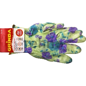 Перчатки GRINDA садовые, прозрачное нитриловое покрытие, размер S-M, зеленые