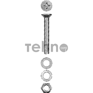 Винт (DIN965) в комплекте с гайкой (DIN934), шайбой (DIN125), шайбой пруж. (DIN127), M5 x 50 мм, 10 шт, ЗУБР