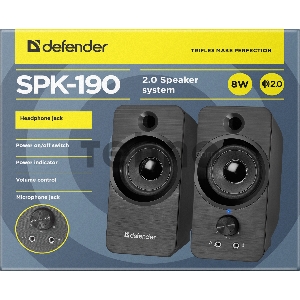 Акустическая система DEFENDER 2.0 SPK-190 BLACK 65190