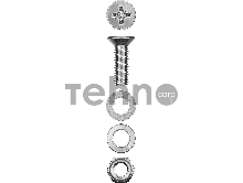 Винт (DIN965) в комплекте с гайкой (DIN934), шайбой (DIN125), шайбой пруж. (DIN127), M6 x 20 мм, 12 шт, ЗУБР