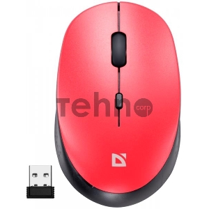 Мышь Defender беспроводная оптическая Auris MB-027 красный, 4D, 800-1600dpi, бесшумная.