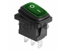 Выключатель клавишный 250V 6А (3с) ON-OFF зеленый  с подсветкой  Mini ВЛАГОЗАЩИТА REXANT