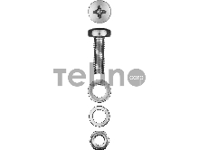 Винт (DIN7985) в комплекте с гайкой (DIN934), шайбой (DIN125), шайбой пруж. (DIN127), M4 x 16 мм, 25 шт, ЗУБР