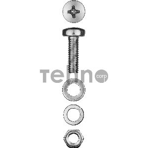 Винт (DIN7985) в комплекте с гайкой (DIN934), шайбой (DIN125), шайбой пруж. (DIN127), M4 x 16 мм, 25 шт, ЗУБР