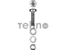 Винт (DIN7985) в комплекте с гайкой (DIN934), шайбой (DIN125), шайбой пруж. (DIN127), M4 x 20 мм, 24 шт, ЗУБР