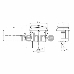 Выключатель клавишный 250V 6А (3с) ON-OFF зеленый  с подсветкой  Mini ВЛАГОЗАЩИТА REXANT