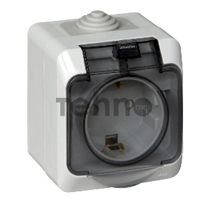 ЭТЮД IP44 O/У РОЗЕТКА с заземлением со шторками 16А 250B, СЕРЫЙ, Россия