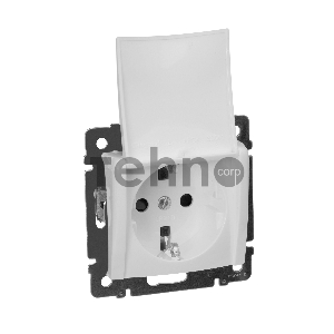 Розетка Valena с заземлением с крышкой (белая)