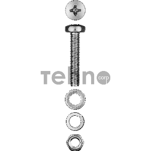Винт (DIN7985) в комплекте с гайкой (DIN934), шайбой (DIN125), шайбой пруж. (DIN127), M4 x 30 мм, 20 шт, ЗУБР