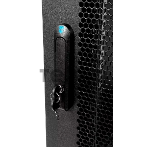 Шкаф телекоммуникационный напольный 27U (600x1000) дверь перфорированная 2 шт., цвет чёрный
