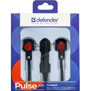 Наушники DEFENDER Pulse 428 черный, вставки 63428