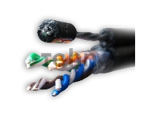 Кабель витая пара F/UTP кат.5E 4х2х24AWG solid CU PE Outdoor Standard трос черн. (м) SUPRLAN