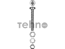 Винт (DIN7985) в комплекте с гайкой (DIN934), шайбой (DIN125), шайбой пруж. (DIN127), M4 x 40 мм, 16 шт, ЗУБР