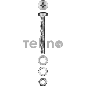 Винт (DIN7985) в комплекте с гайкой (DIN934), шайбой (DIN125), шайбой пруж. (DIN127), M4 x 40 мм, 16 шт, ЗУБР